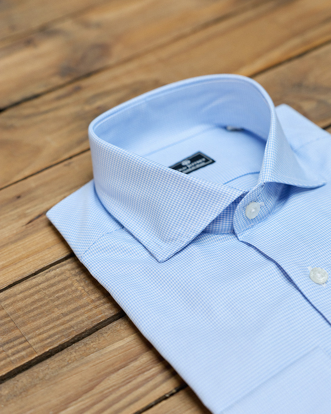 Light Blue Houndstooth Dress Shirt WITHOUT Cufflinks