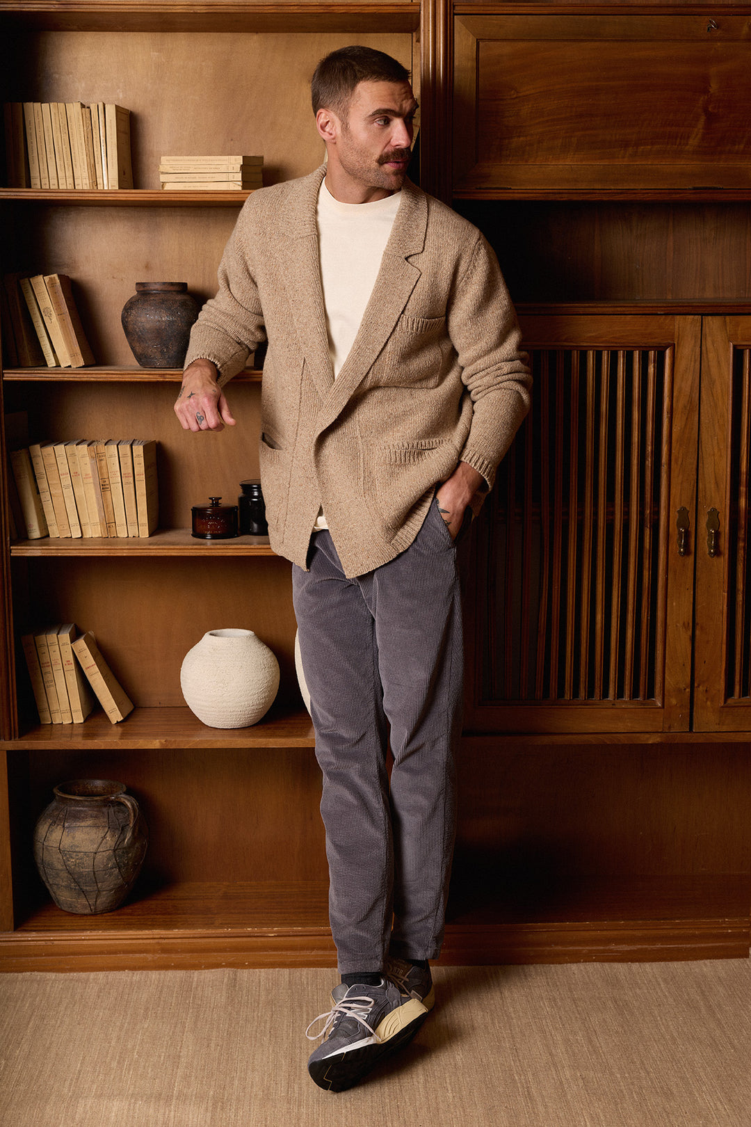 Cárdigan Lana Jaspeada Beige