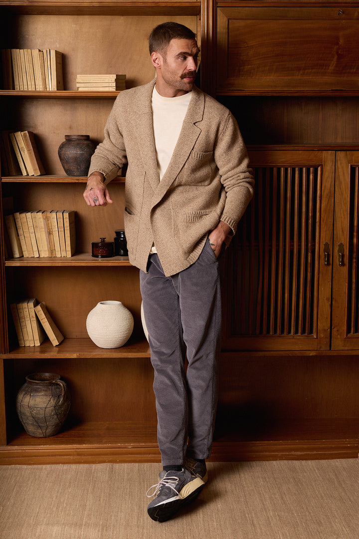 Cárdigan Lana Jaspeada Beige