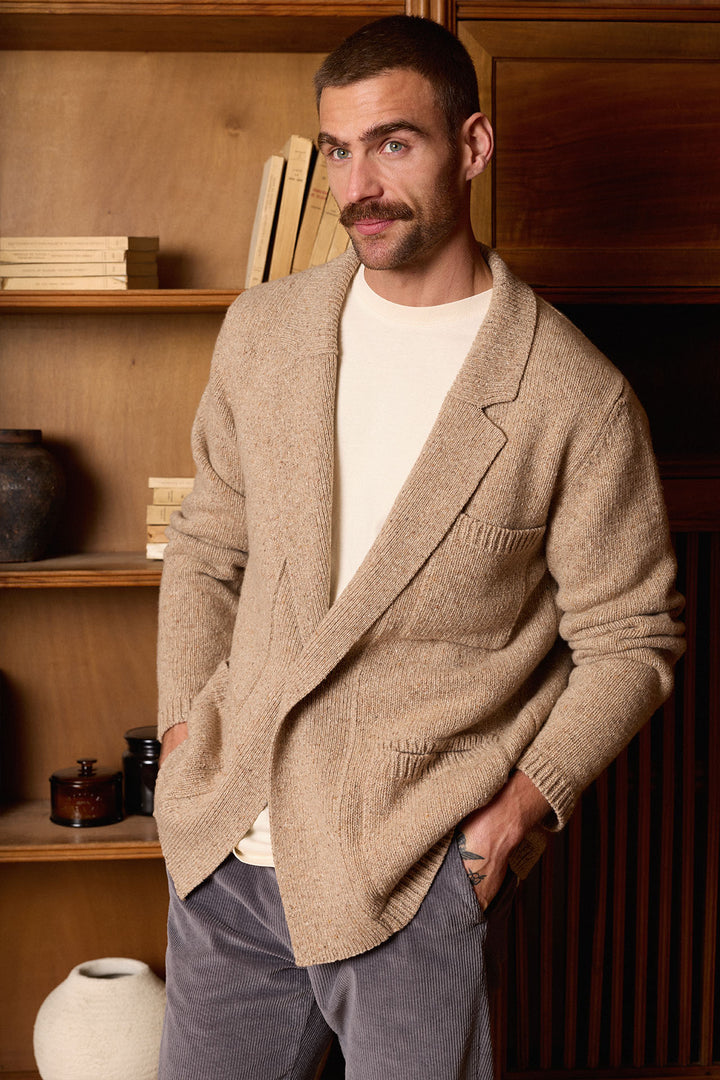 Cárdigan Lana Jaspeada Beige