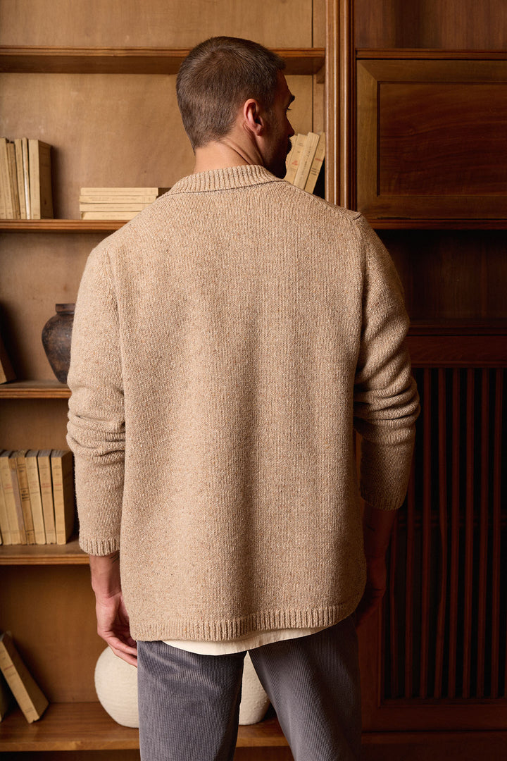 Cárdigan Lana Jaspeada Beige