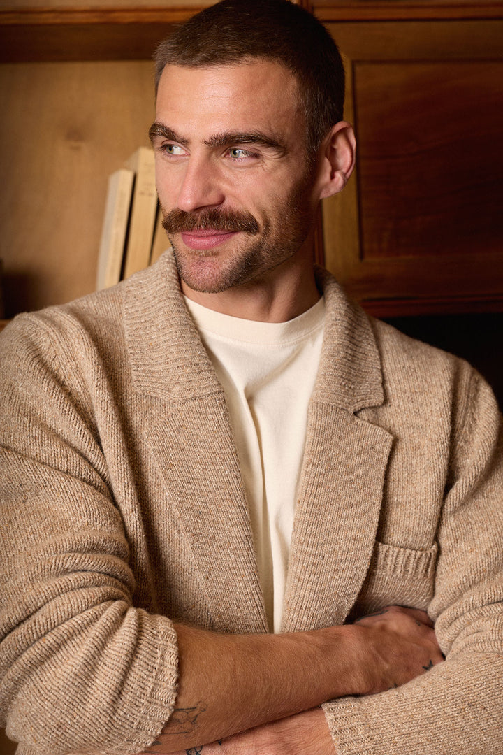 Cárdigan Lana Jaspeada Beige