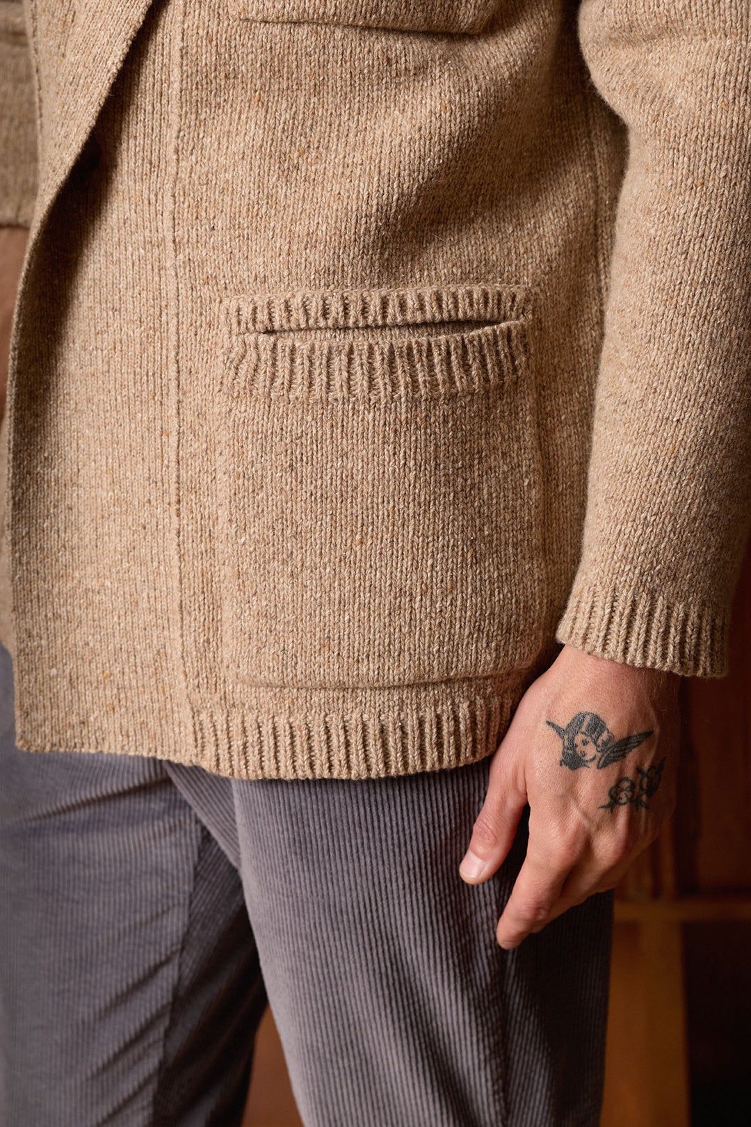 Cárdigan Lana Jaspeada Beige