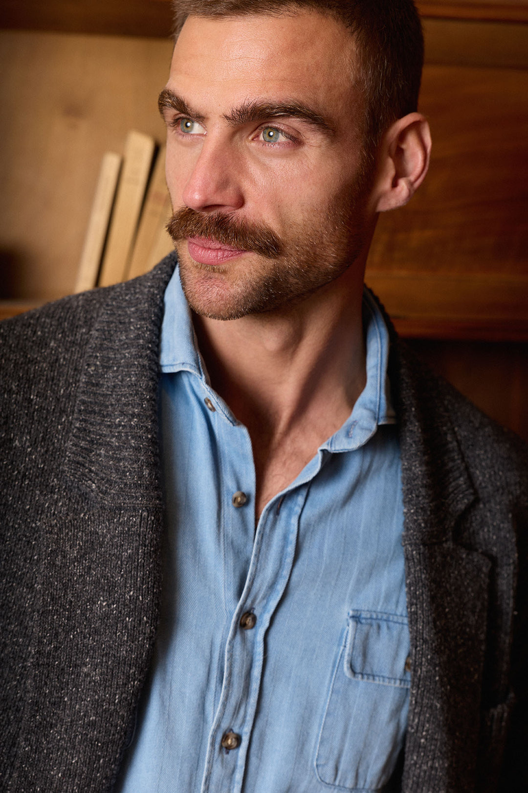 Cárdigan Lana Jaspeada Gris