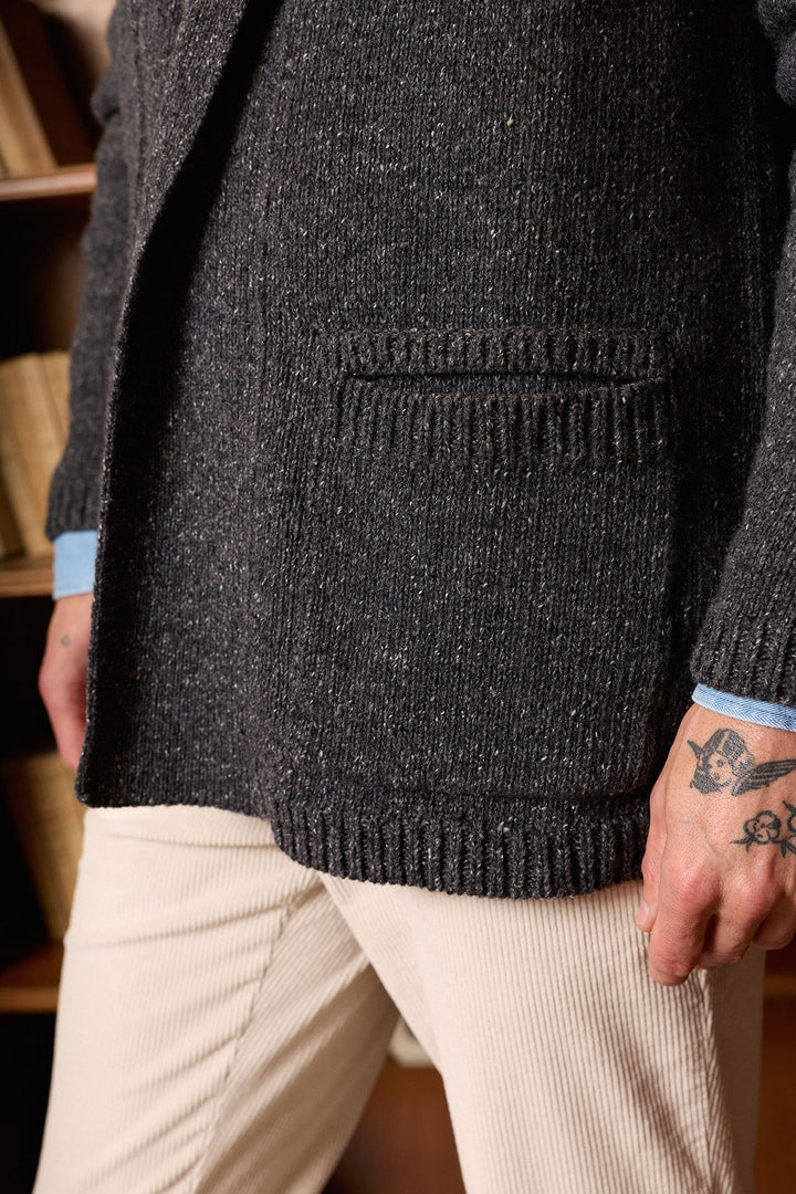 Cárdigan Lana Jaspeada Gris