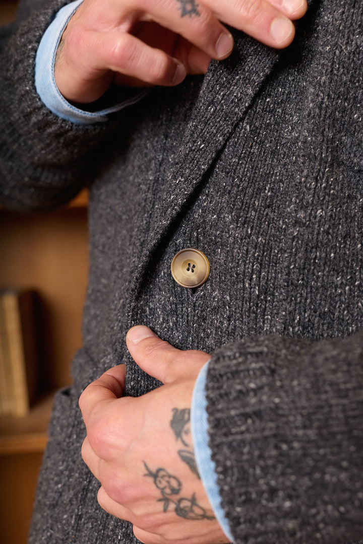 Cárdigan Lana Jaspeada Gris