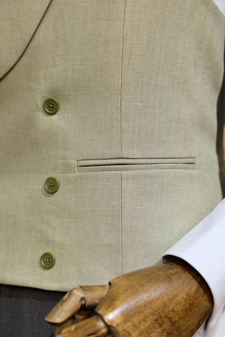 Olive Green RTW Vest 100% Linen