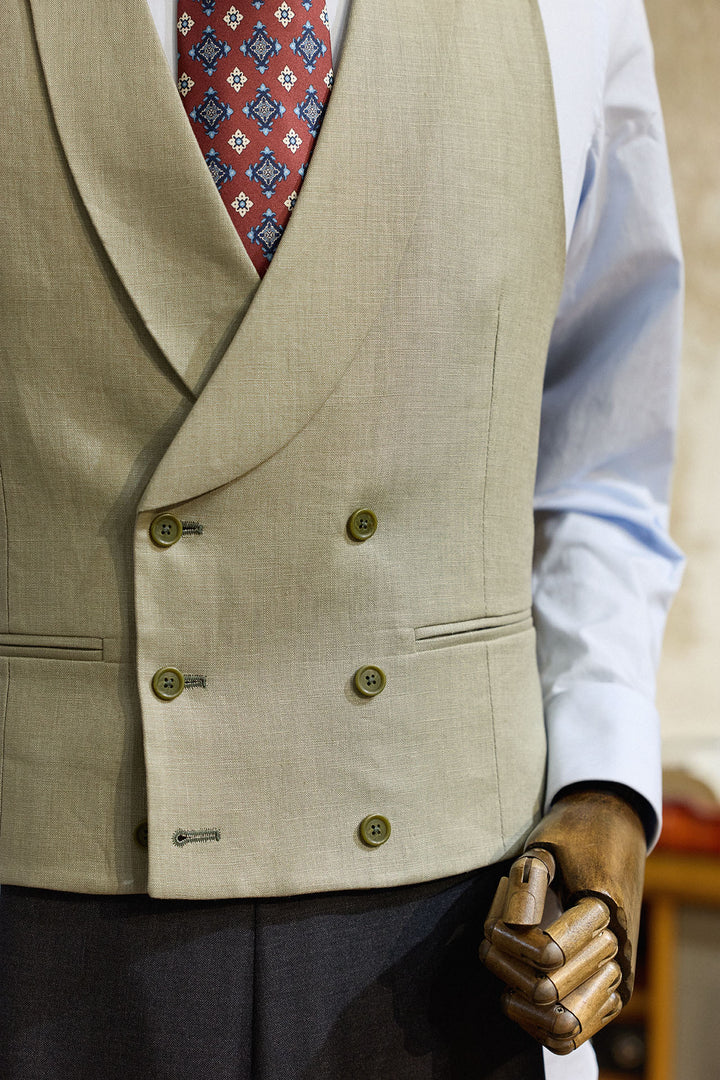 Olive Green RTW Vest 100% Linen