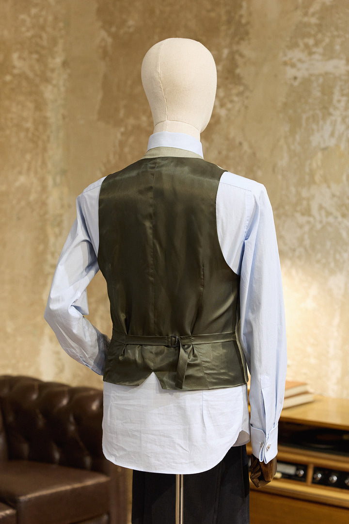 Olive Green RTW Vest 100% Linen