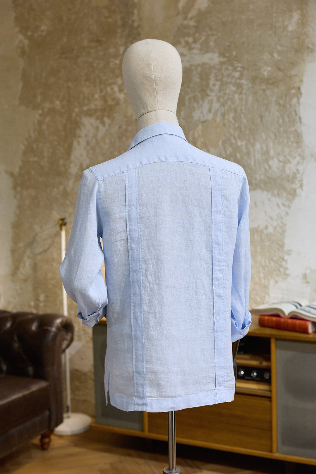 Guayabera Lino Azul Celeste