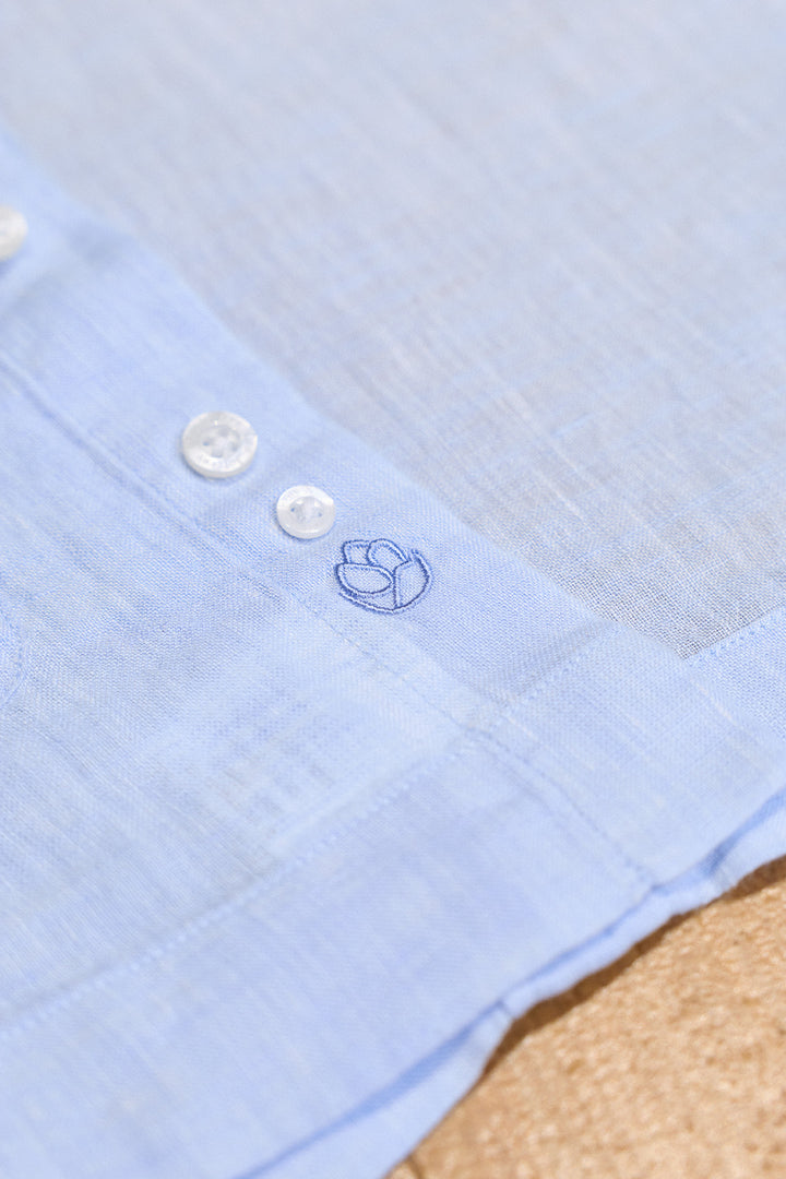 Guayabera Lino Azul Celeste