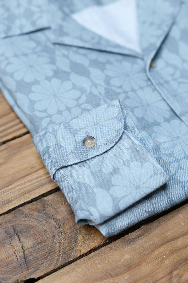 Hawaiian Linen Flowers Blue