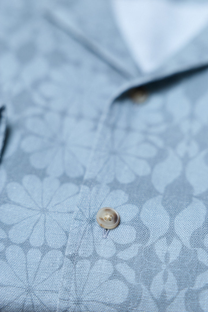 Hawaiian Linen Flowers Blue