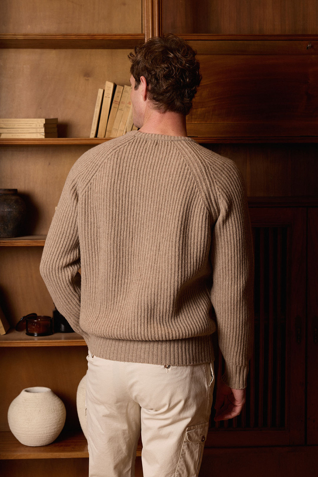 Jersey Cuello Caja Trama Pescador Beige