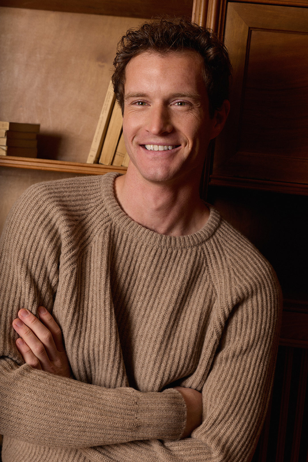 Jersey Cuello Caja Trama Pescador Beige