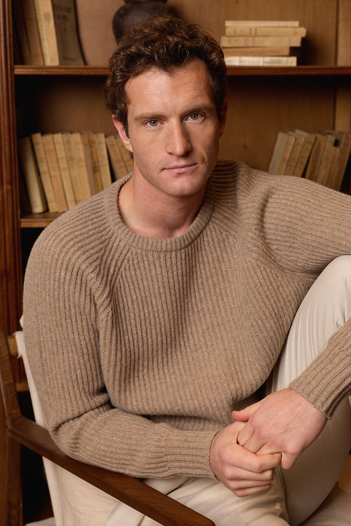 Jersey Cuello Caja Trama Pescador Beige