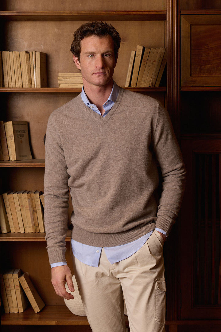 Ash Gray V-Neck Sweater 100% Cotton