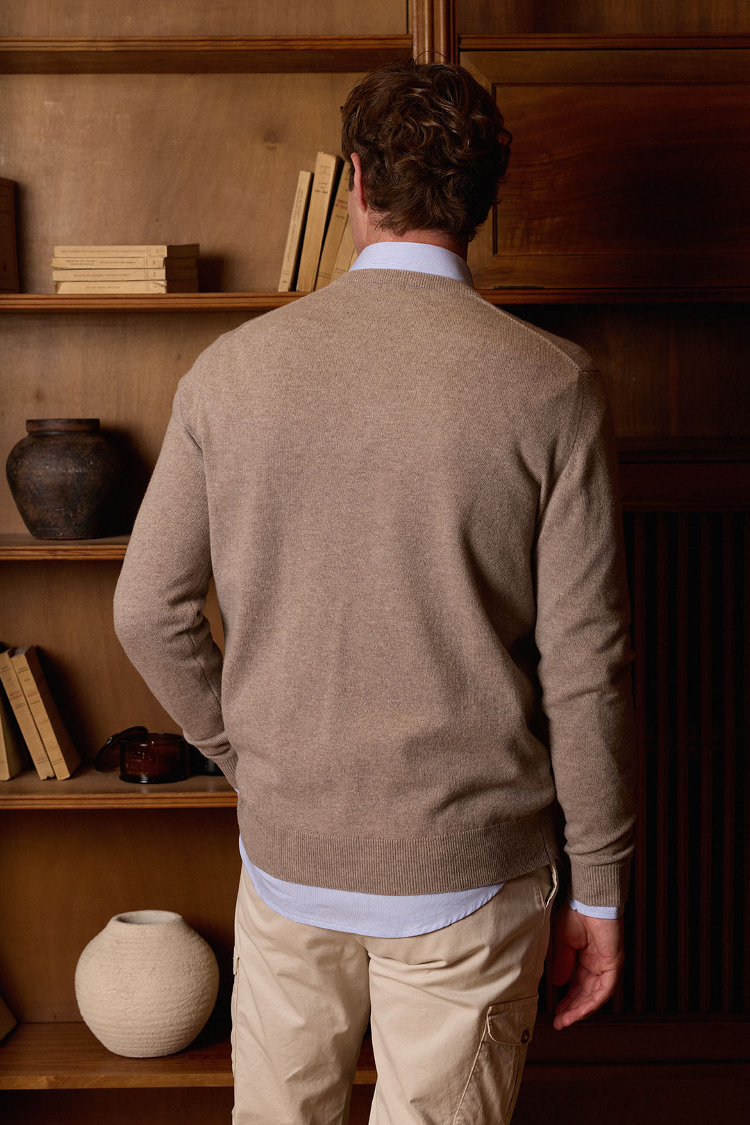 Ash Gray V-Neck Sweater 100% Cotton