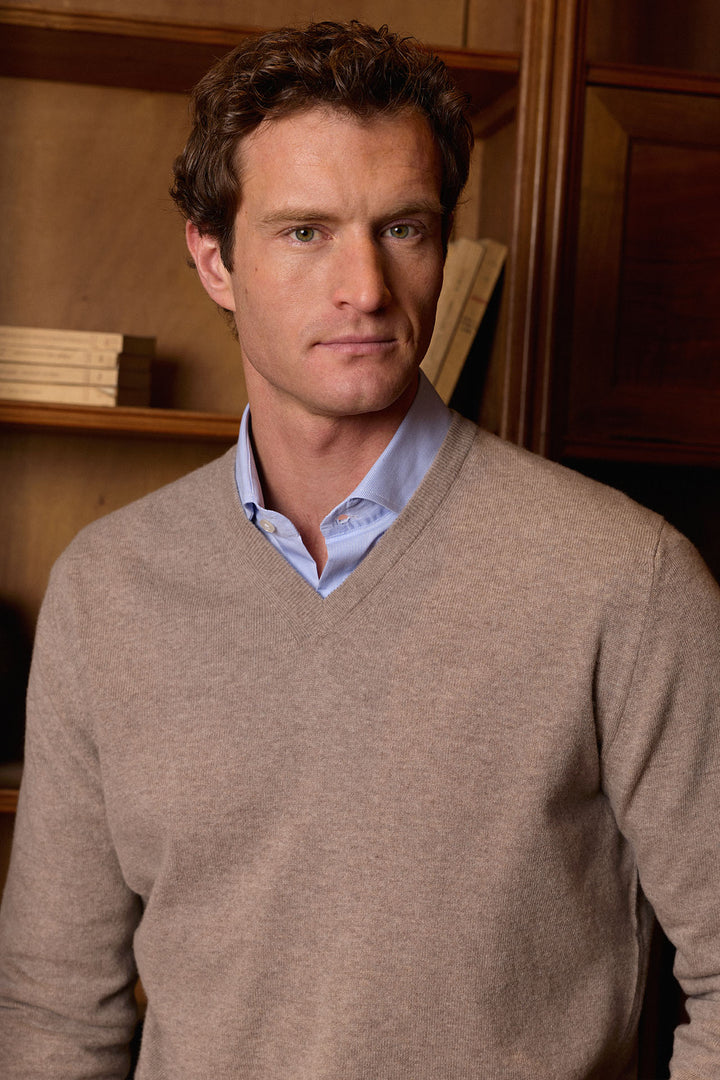 Ash Gray V-Neck Sweater 100% Cotton