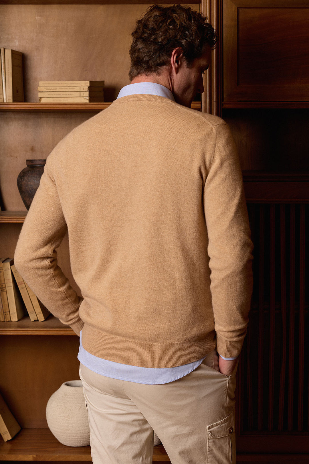 Ash Gray V-Neck Sweater 100% Cotton