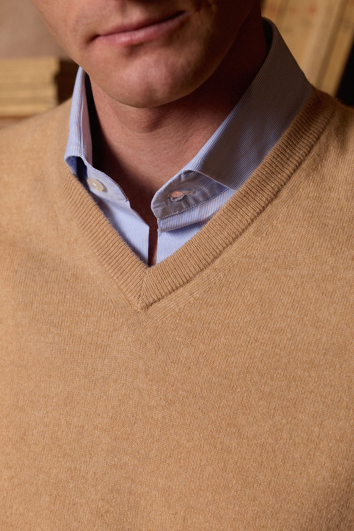 Ash Gray V-Neck Sweater 100% Cotton