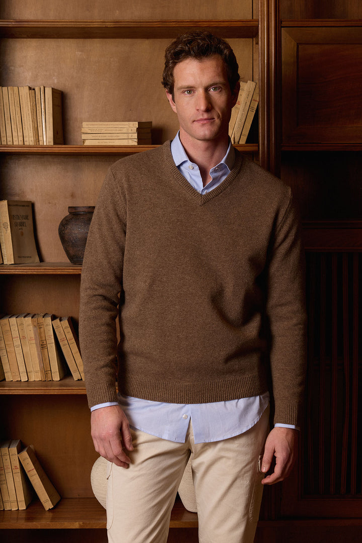 100% Cotton Horseshoe Neck Sweater Steel Blue 