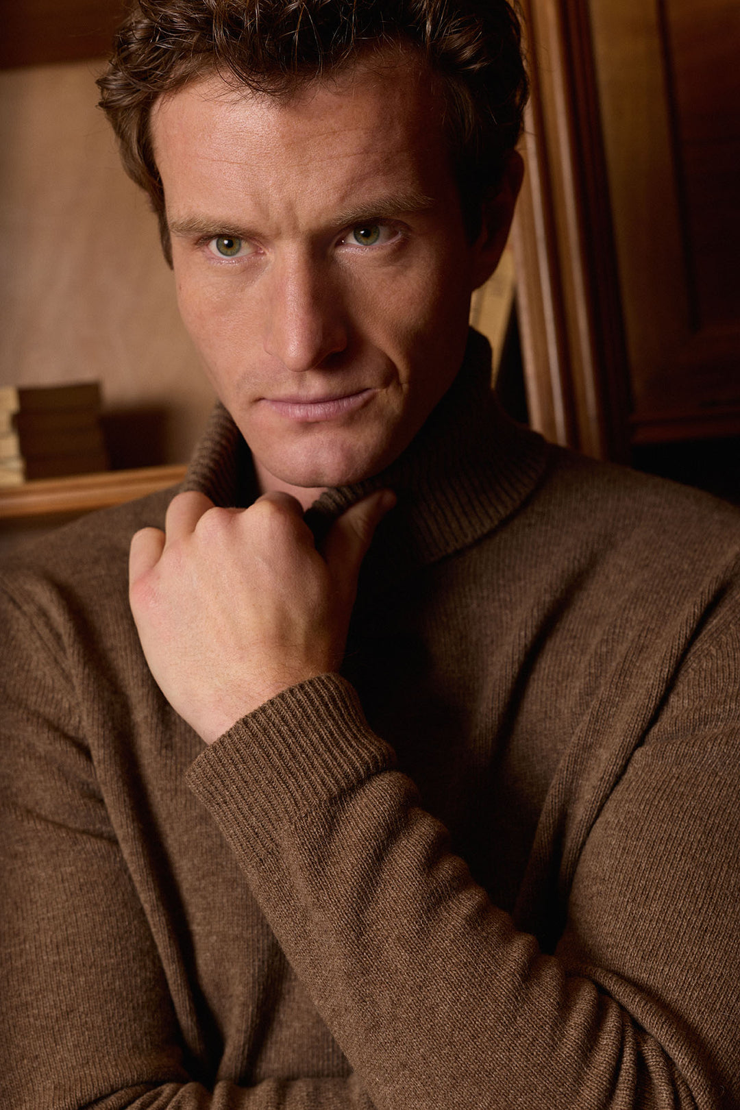 Mocca Brown Lambswool Turtleneck Sweater