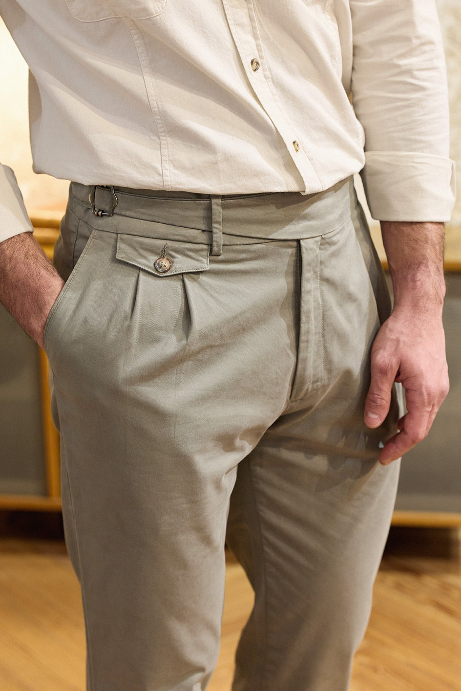 Pantalón Gurkha de Algodón Topo