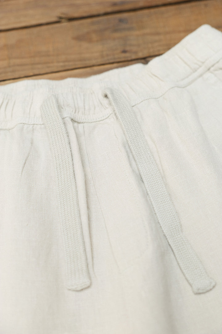 Linen Pants with Drawstring Waist in Off-White