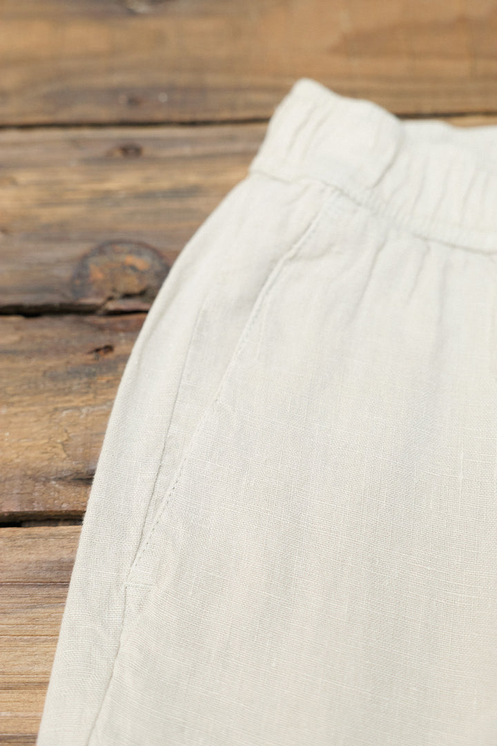 Linen Pants with Drawstring Waist in Off-White