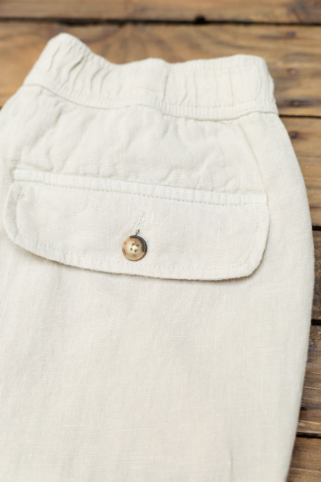 Linen Pants with Drawstring Waist in Off-White