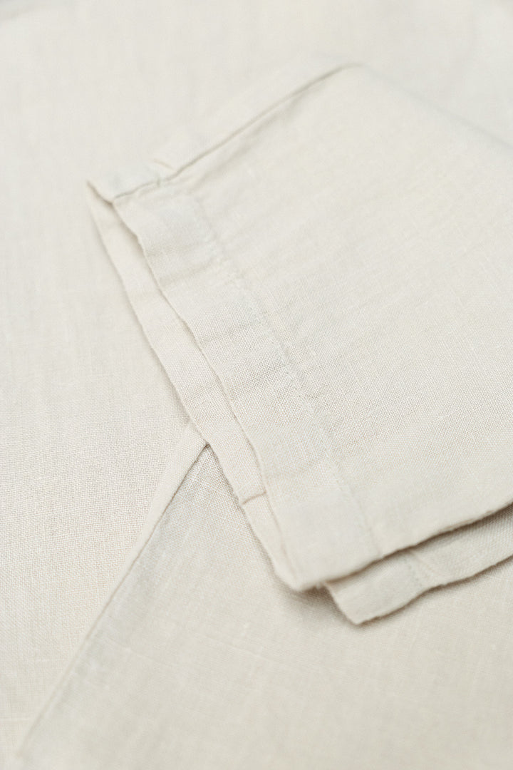 Linen Pants with Drawstring Waist in Off-White