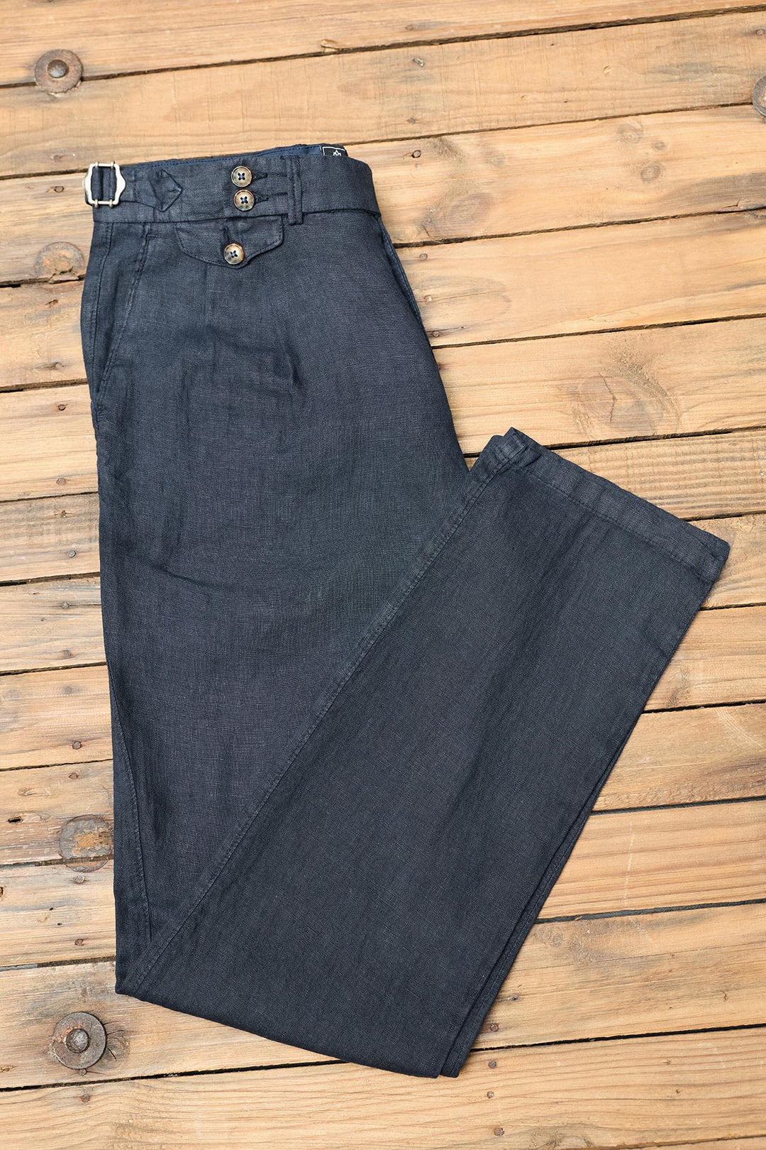 Navy Linen Tailored Trousers