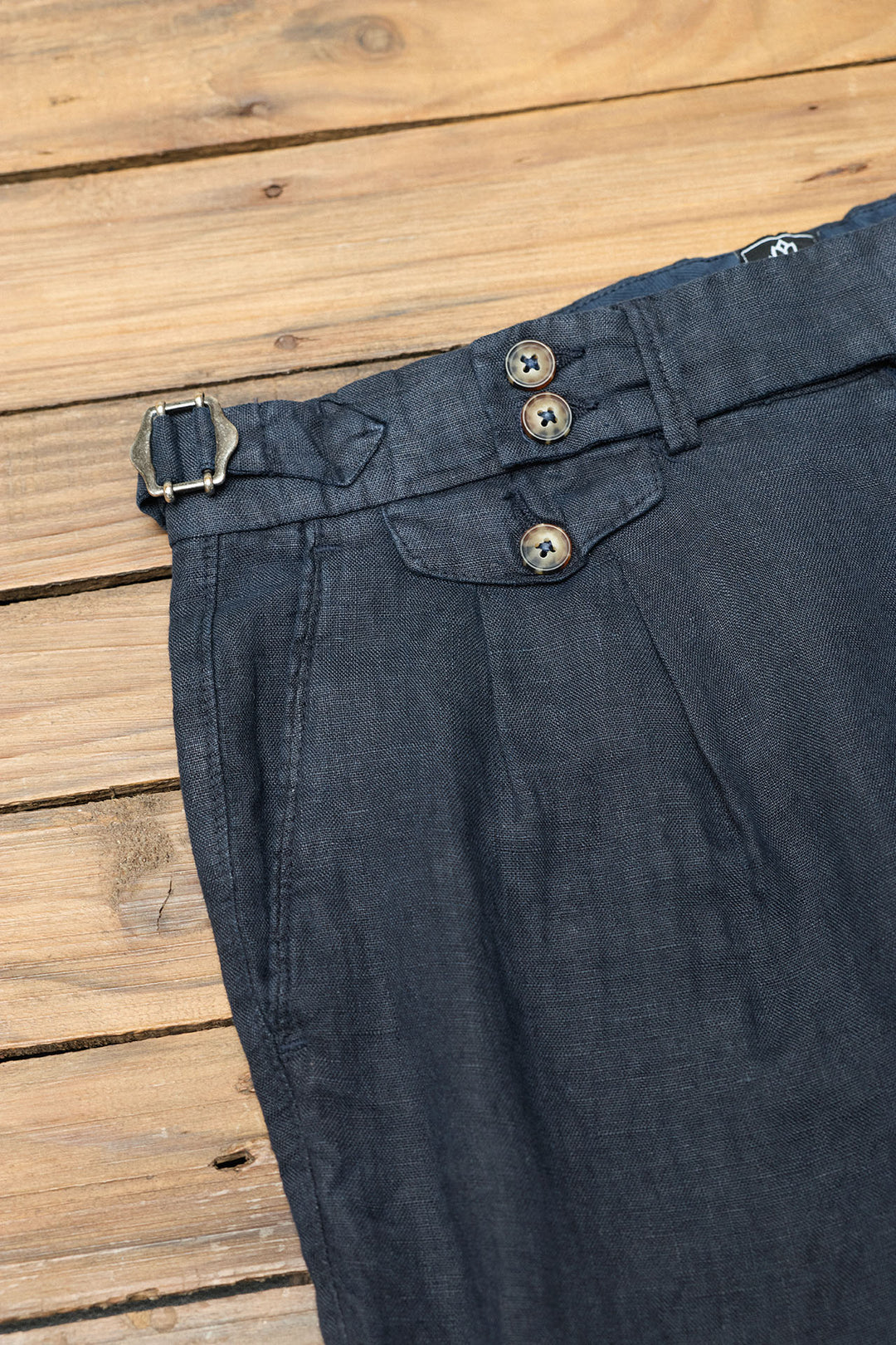 Navy Linen Tailored Trousers