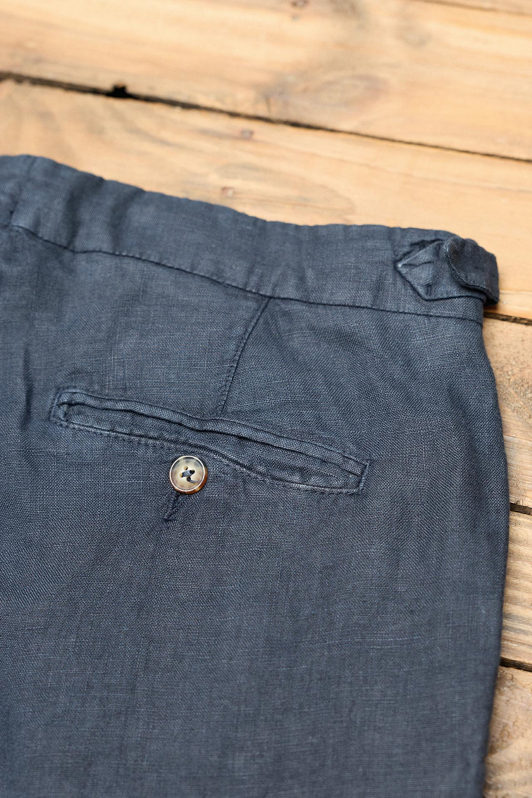 Navy Linen Tailored Trousers