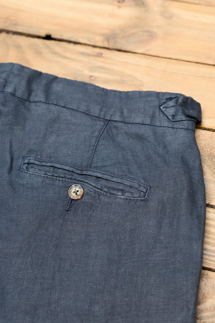 Navy Linen Tailored Trousers