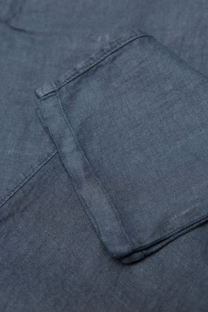 Navy Linen Tailored Trousers