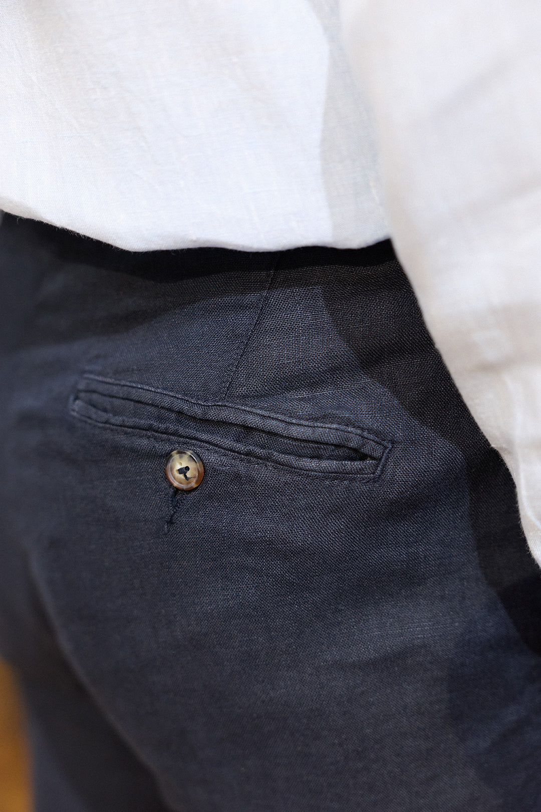 Navy Linen Tailored Trousers