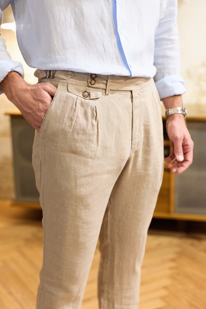 Tailored Trousers in Toasted Linen