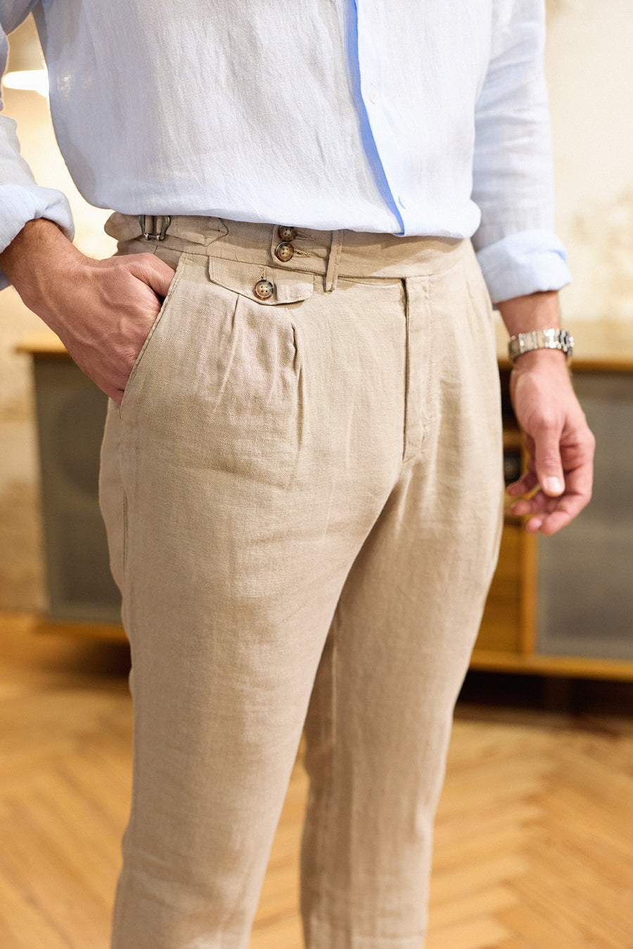 Pantalón Sartorial Lino Tostado