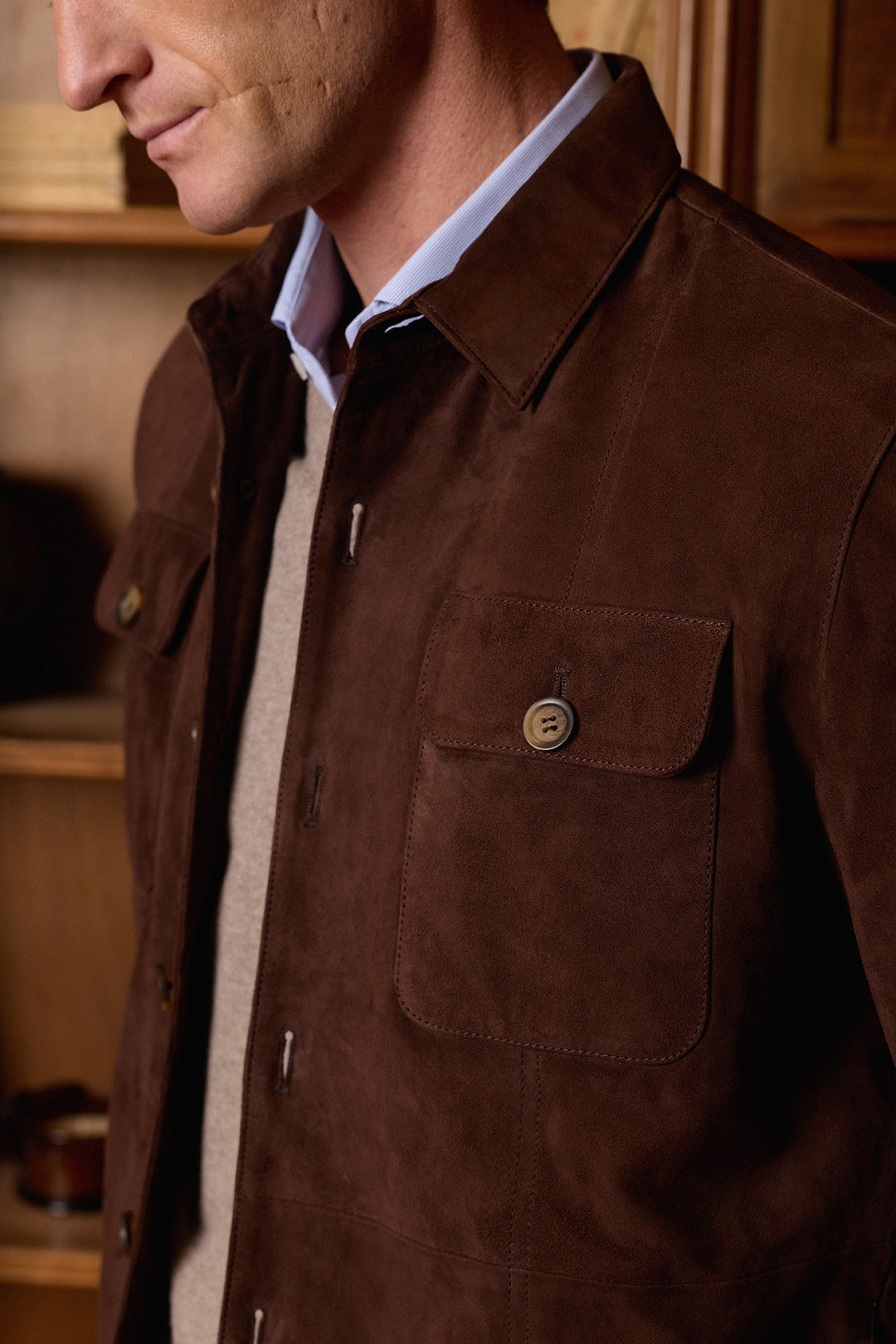 Sobrecamisa Ante Nobuck Marrón Chocolate