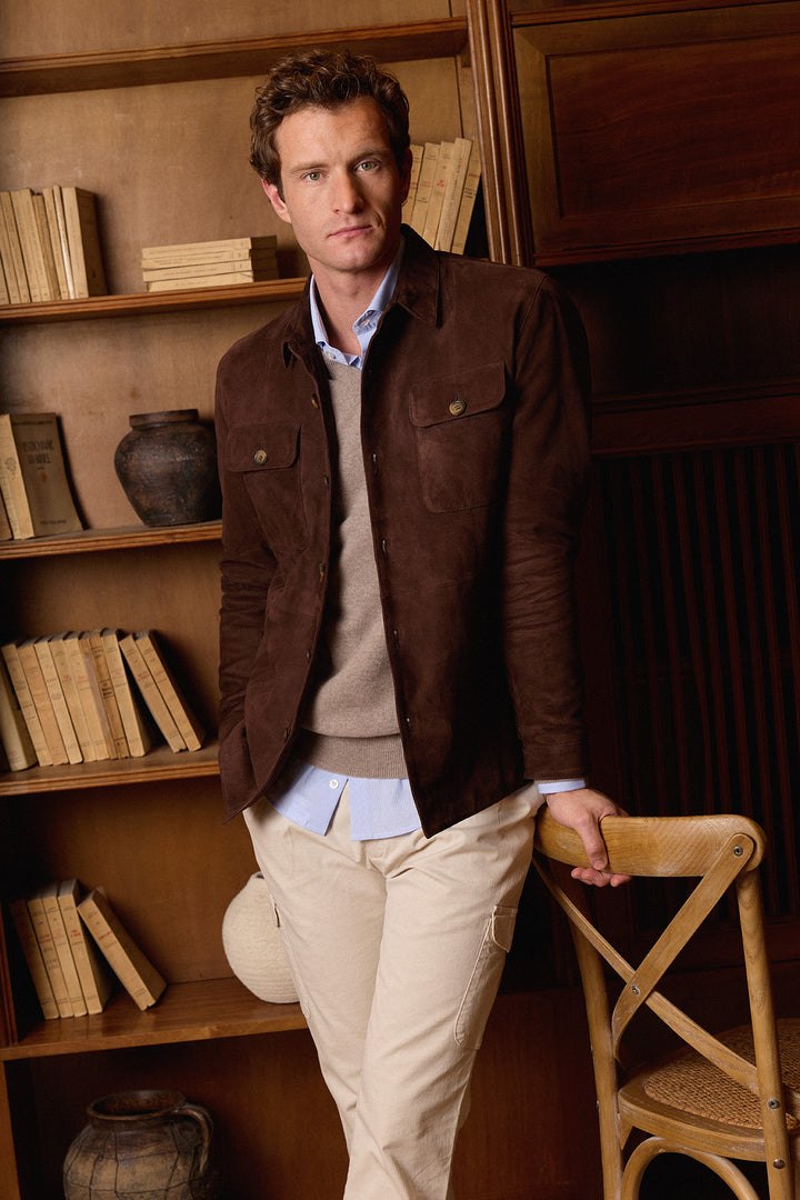 Sobrecamisa Ante Nobuck Marrón Chocolate