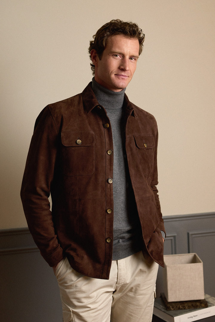 Sobrecamisa Ante Nobuck Marrón Chocolate