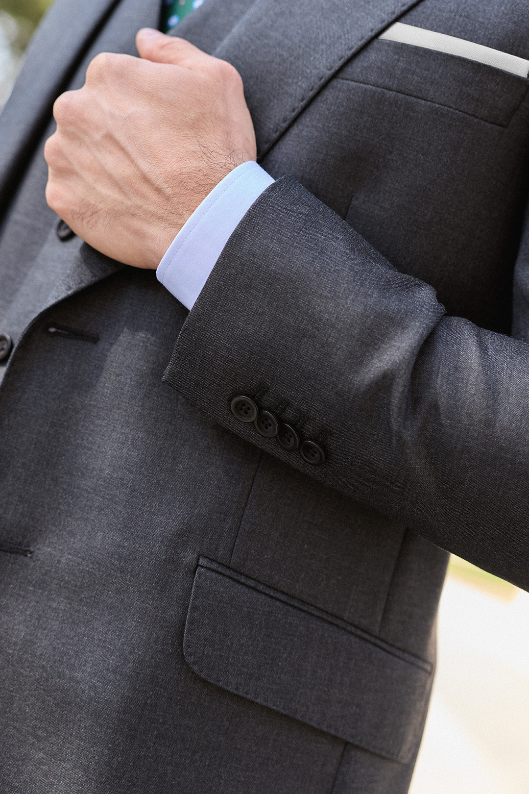 Grey 3-Piece Suit Straight Vest 10.5cm Lapels