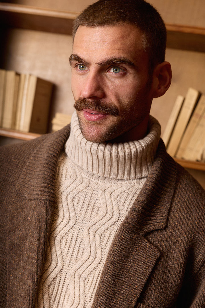 Cárdigan Lana Jaspeada Marrón