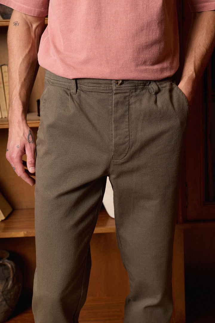 Pantalón Cintura Goma Algodón Khaki