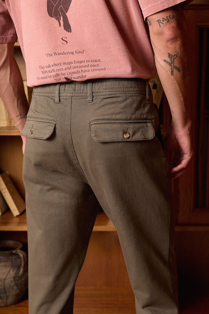 Pantalón Cintura Goma Algodón Khaki