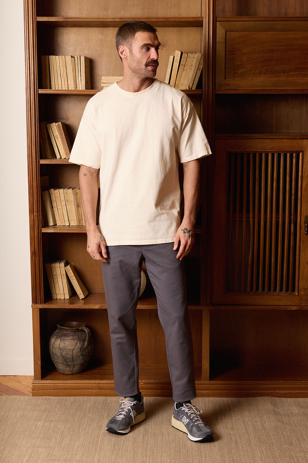 Pantalón Cintura Goma Algodón Marino