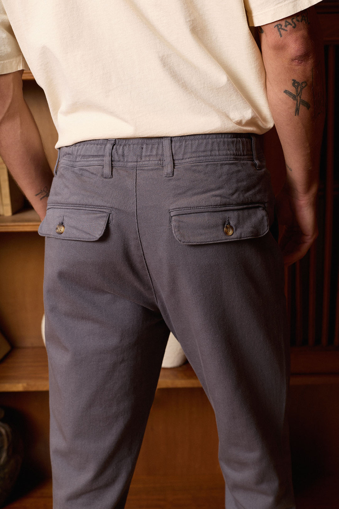 Pantalón Cintura Goma Algodón Marino