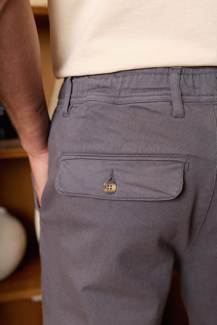 Pantalón Cintura Goma Algodón Marino